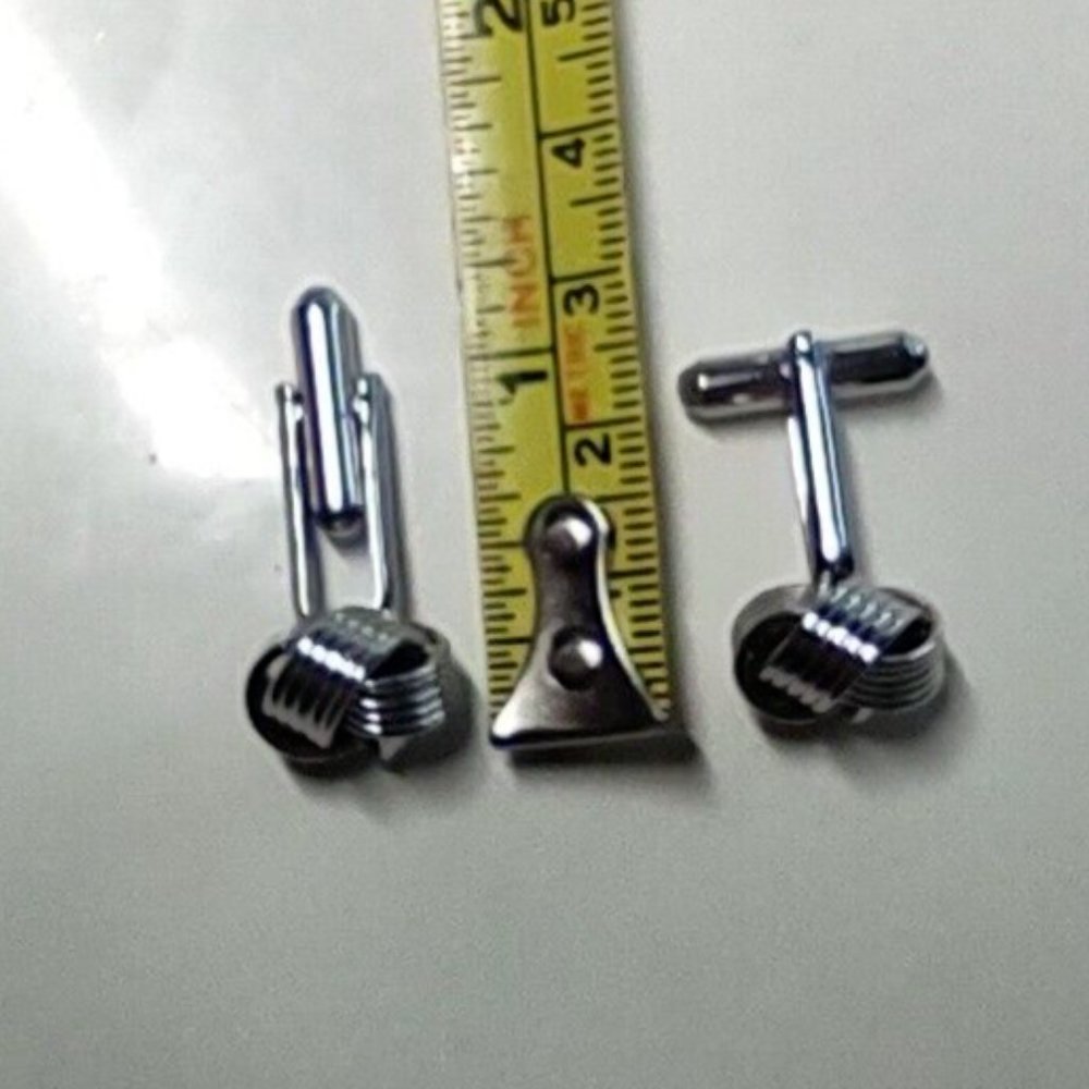 Silver Tone Knot CUFFLINKS - Picture 4 of 4
